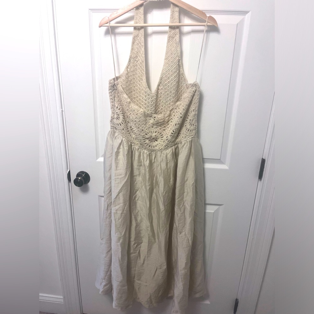 LOFT Petite Crochet Halter Midi Dress - Picture 9 of 16